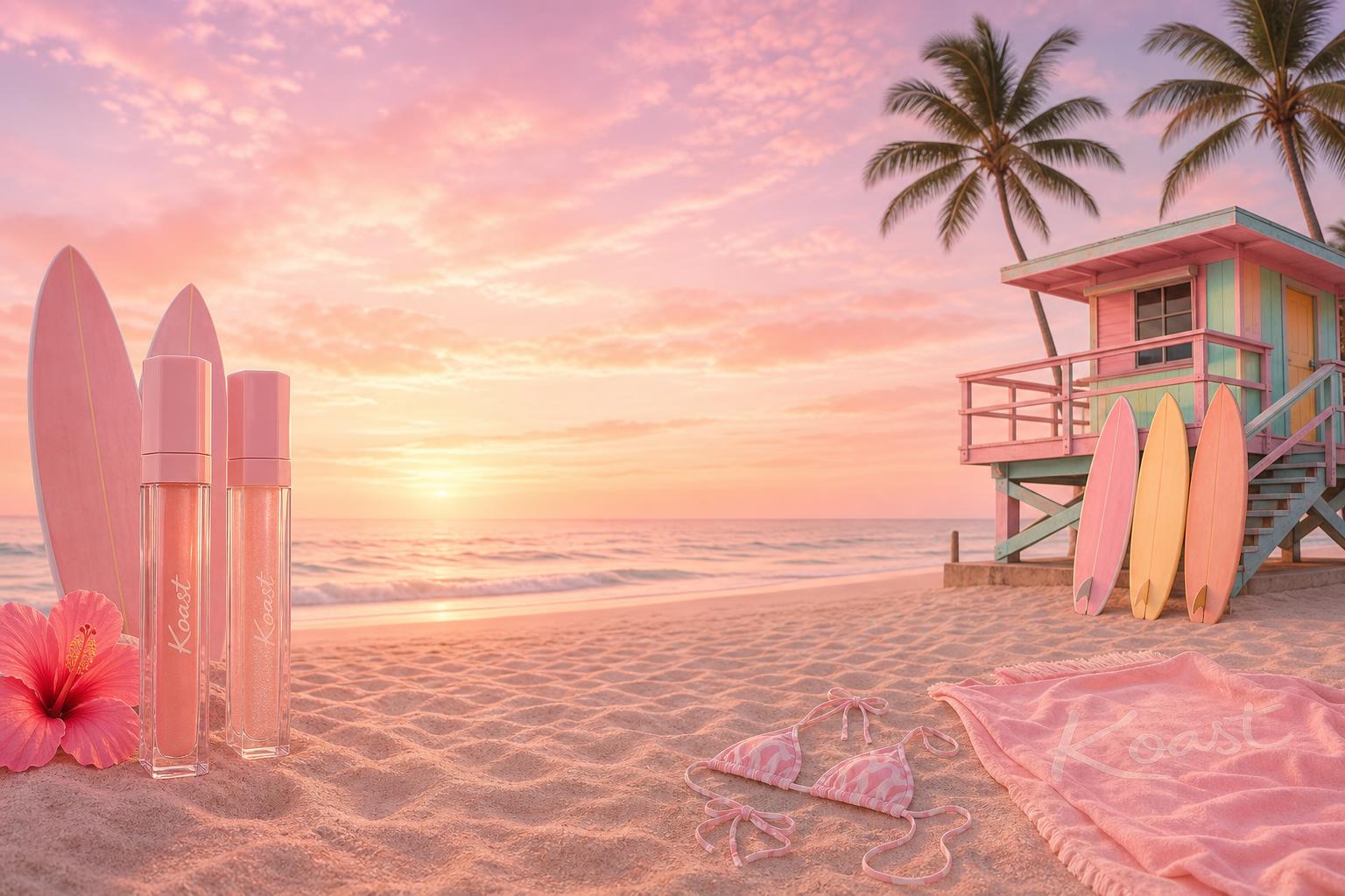 Pastel sunset beach with Koast glosses